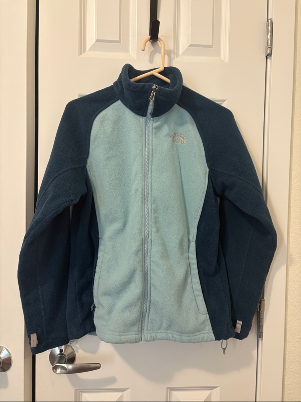 The North Face Two-Tone Light Blue and Navy Fleece Jacket